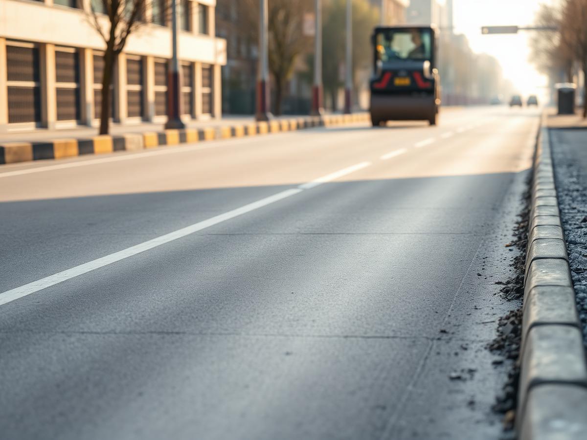 Completed cement concrete road with kerbs in a city colony