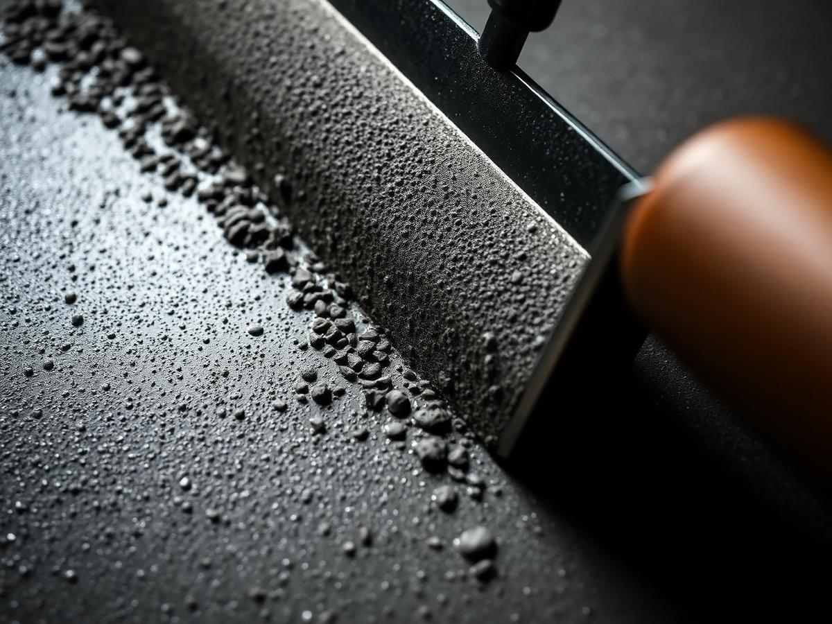 Close-up of freshly finished concrete surface
